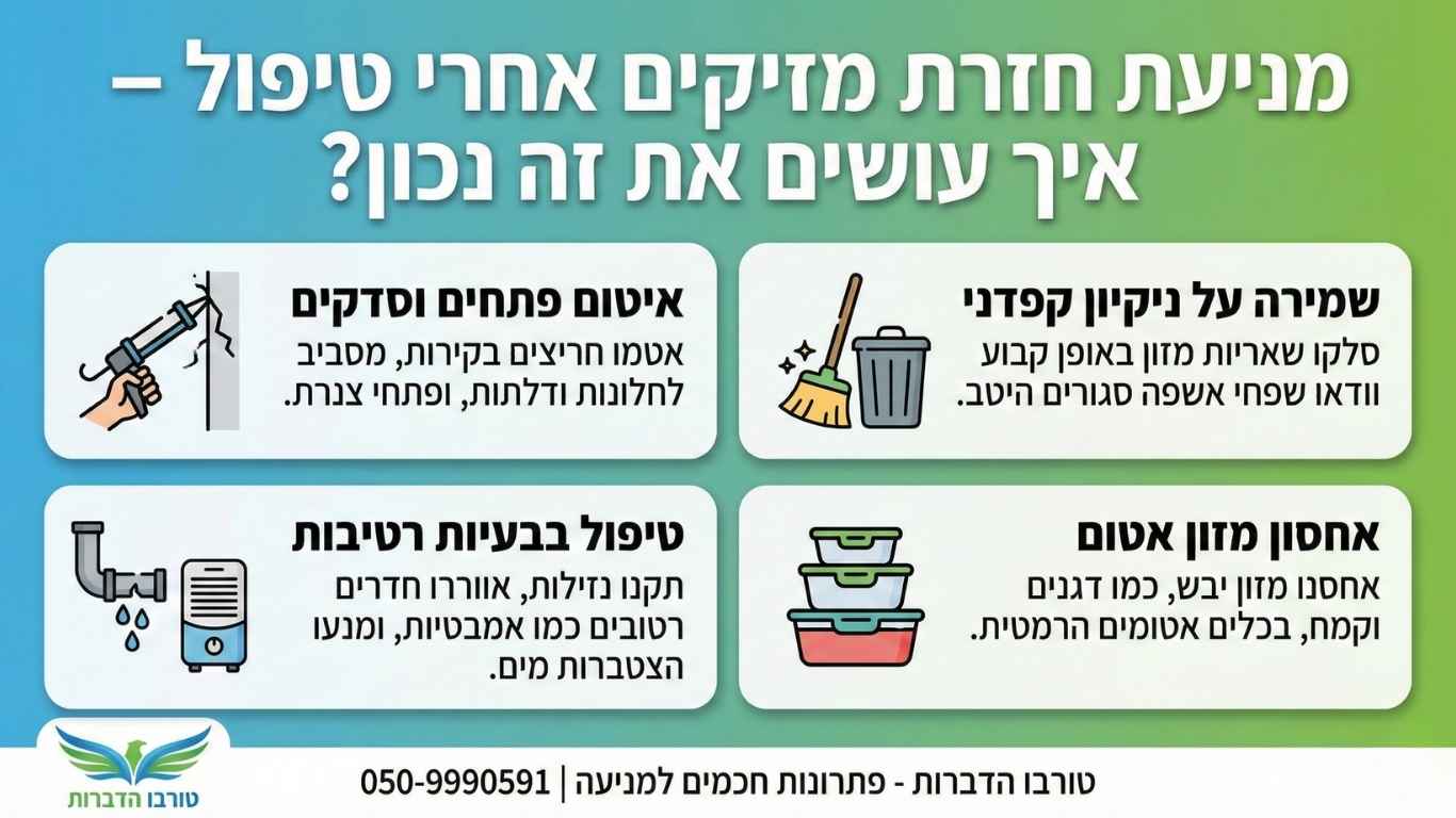 מניעת חזרת מזיקים אחרי טיפול מניעת חזרת מזיקים אחרי טיפול