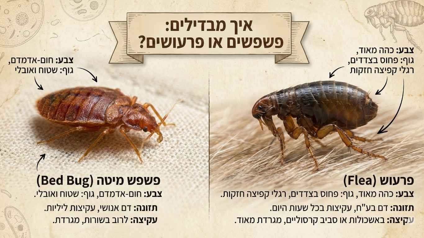 איך מבדילים פשפשים או פרעושים איך מבדילים פשפשים או פרעושים