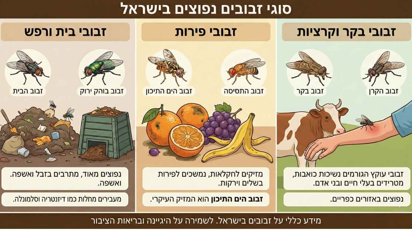 אילו סוגי זבובים נפוצים בישראל אילו סוגי זבובים נפוצים בישראל