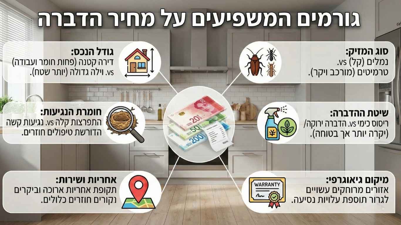 גורמים המשפיעים על מחיר הדברה גורמים המשפיעים על מחיר הדברה