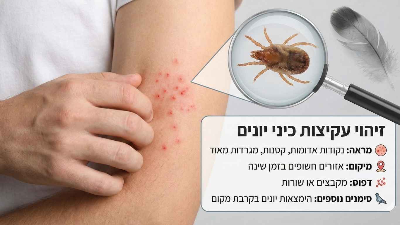 זיהוי עקיצות כיני יונים זיהוי עקיצות כיני יונים