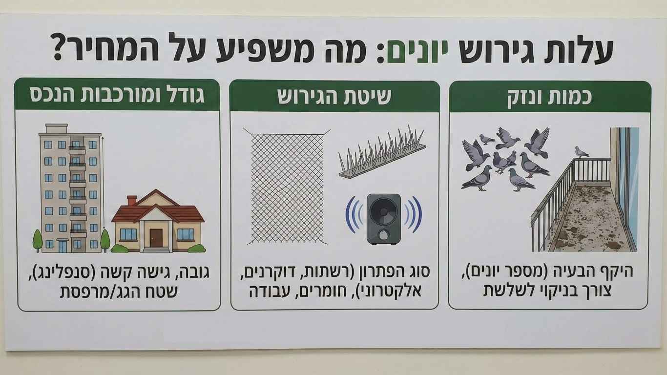 מה משפיע על עלות גירוש יונים מה משפיע על עלות גירוש יונים